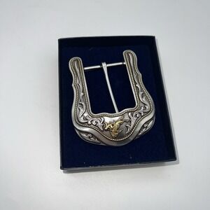 Vintage Silver Tone Western Style Belt Buckle Made In Taiwan